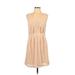 BCBGeneration Cocktail Dress - A-Line V-Neck Sleeveless: Tan Solid Dresses - Women's Size 12