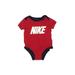 Nike Short Sleeve Onesie: Red Color Block Bottoms - Size 6 Month