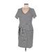 Tribal Femme Casual Dress - Sheath V Neck Short sleeves: Gray Print Dresses - Women's Size 6