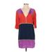 BCBGMAXAZRIA Casual Dress - Shift Plunge 3/4 sleeves: Purple Dresses - Women's Size Small