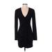 Rebecca Minkoff Casual Dress - Bodycon Plunge Long sleeves: Black Print Dresses - Women's Size Small