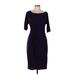 Connected Apparel Casual Dress - Sheath Boatneck 3/4 sleeves: Purple Solid Dresses - Women's Size 10