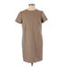 Banana Republic Casual Dress - Mini High Neck Short sleeves: Brown Print Dresses - Women's Size Small Petite