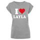 T-Shirt MERCHCODE "Damen Ladies I Love Layla X T-Shirt" Gr. XS, grau (heathergrey) Herren Shirts T-Shirts