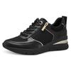 Sneaker TAMARIS, Damen, Gr. 37, gold (schwarz, goldfarben), Textil, Lederimitat, Lacksynthetik, kontrastfarbene Details, sportlich, Schuhe Sneaker, mit Reißverschluss, Freizeitschuh, Halbschuh, Schnürschuh
