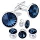 Cufflink and Studs In Gift Box for Tuxedo Shirt Silver Color with Crystals 11 Styles (Color : Style 11)