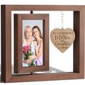 Mothers Day Gifts Mom Gifts From Daughter Son Unique, Rotating Picture Frame for 4x6 Photo with Warm Heart Pendant for Mom Mother-In-Law Women Wife, New Mom Gifts Wood Birthday Gifts Mom Picture Frame