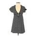 Old Navy Casual Dress - Mini V Neck Short sleeves: Black Print Dresses - Women's Size Small