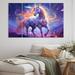 Design Art Cosmic Purple Unicorn Magic I - Fantasy Unicorn Wall Art Print - 4 Panels Canvas in Blue/Indigo/Orange | 28 H x 48 W x 1 D in | Wayfair