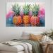 Bay Isle Home™ Pineapples Tropical Dots II - 4 Piece Wrapped Canvas Print Canvas in Green/Pink/Yellow | 28 H x 48 W x 1 D in | Wayfair