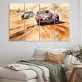 Design Art 4 Vintage Classic Ar Speedway Rush Wall Decor Set Metal in Gray/Red | 28 H x 48 W x 1 D in | Wayfair MT105428-271