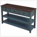 Think Urban Retro Design Console Table w/ Two Open Shelves, Pine Frame & Legs For Living Room-30" H x 50" W x 16" D Wood in Blue | Wayfair