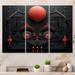 Red Barrel Studio® Full Moon Mysterious Ancient Minimal Architecture On Canvas 3 Pieces Print Metal in Black/Red | 32 H x 48 W x 1 D in | Wayfair