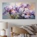 Red Barrel Studio® Pink Purple Irises Romantic Impression VI On Canvas 5 Pieces Print Canvas in Green/Indigo/Orange | 28 H x 60 W x 1 D in | Wayfair