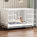 Tucker Murphy Pet™ RERORD 48 Inch Heavy Duty Dog Crate w/ Wheels, Folding Metal Big Dog Cage Extra Large Dog Crate Metal in White | Wayfair