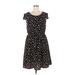 Gabby Skye Casual Dress - Mini Scoop Neck Short sleeves: Black Leopard Print Dresses - Women's Size 14