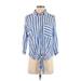 lost & wander Long Sleeve Button Down Shirt: Blue Stripes Tops - Women's Size Small