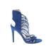 Qupid Heels: Blue Solid Shoes - Women's Size 8 1/2 - Open Toe