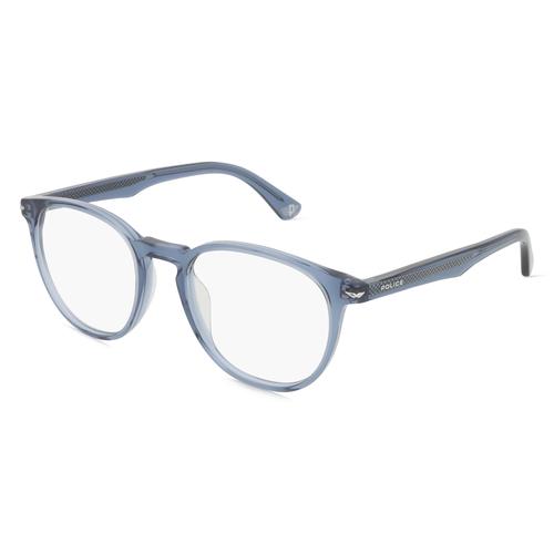 Police POIVPLG72 Herren-Brille inkl. Gläser Vollrand Panto Kunststoff-Gestell 50mm/19mm/145mm, blau