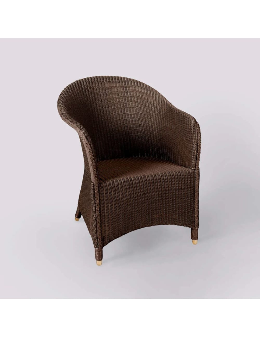Fauteuil laqué en Lloyd Loom marron chocolat