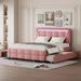 Queen Size Upholstered Platform Bed with 2 Storage Drawers & Twin XL Trundle, Queen Storage Bed Frame with Headboard for Bedroom