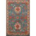 Turquoise Blue Floral Kazak Rug Hand-Knotted Wool Carpet - 2'0" x 3'0"