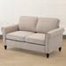 Upholstered Loveseat Sofa Couch, 2 Seater Button Tufted Sofa Comfy Couch with Rolled Arms and Nailhead Trim, White