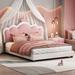 Full size Upholstered Princess Bed With Crown Headboard, Full Size Platform Bed with Headboard and Footboard