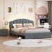 2-Pieces Bedroom Sets Teddy Fleece Upholstered Platform Bed w/ Drawer & 2 USB ports, LED lights Wingback Headboard, Queen