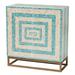 Utari Modern Bohemian Two-Tone Beige and Blue Mother of Pearl and Gold Metal Storage Cabinet