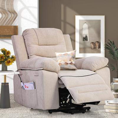 Linen Power Lift Chair for Elderly, Adjustable Massage