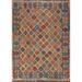 Colorful Trellis Kilim Oriental Area Rug Flatweave Wool Carpet - 8'7" x 11'8"