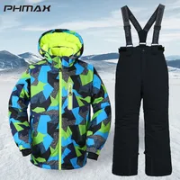 PHMAX Ski Jacke Jungen Winter Wasserdicht Winddicht Dicke Skifahren Jacke Skifahren Bib Hosen
