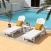 Polytrends Laguna All Weather Poly Pool Outdoor Chaise Lounge Set - with Square Side Table (3-Piece)