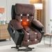 Black+Brown PU Leather Power Lift Recliner Massage Chair for Elderly with Waist Heating & 8-Point Massage, USB Port