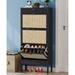 Freestanding Shoe Cabinet with 3 Flip Drawers, 2 Layer Shoe Shelf, Natural Rattan Shoe Storage Organizer, Slim Shoe Storage