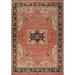 Orange Heriz Serapi Vegetable Dye Area Rug Hand-Knotted Wool Carpet - 9'0" x 11'10"