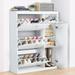 Shoe Storage Cabinet for Entryway, Hidden Shoe Organizer Cabinet with Door and 3 Flip Down Drawers, Modern Shoe Storage Cabinet