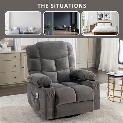 Oversized Rocker Recliner Massage Chair, 2 Cup Holders, USB, Massage