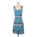 Calvin Klein Casual Dress: Teal Stripes Dresses - Women's Size 4