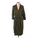 Old Navy Casual Dress - Shirtdress Plunge 3/4 sleeves: Green Solid Dresses - Women's Size P
