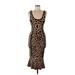 Great Jones Casual Dress - Midi Scoop Neck Sleeveless: Brown Leopard Print Dresses - Women's Size Medium
