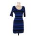 Derek Heart Casual Dress - Bodycon: Blue Stripes Dresses - Women's Size Large