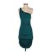 Shein Cocktail Dress - Bodycon: Teal Solid Dresses - Women's Size Small