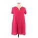 Lush Casual Dress - Mini V Neck Short sleeves: Pink Print Dresses - Women's Size Large