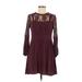 American Eagle Outfitters Casual Dress - Mini Crew Neck 3/4 sleeves: Burgundy Solid Dresses - Women's Size Medium