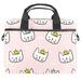 OWNTA Cat Princess Pink Pattern 11x14.5x1.2in Velvet Liner Beaded Canvas Laptop Bag with Microfiber Leather Strip and Braided Belt