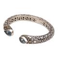 18k Gold Accent Blue Topaz Cuff Bracelet from Bali 'Altar Teardrops'