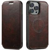 Mantto Wallet Case for iPhone 12/12 Pro Luxury Leather Business Classic [Compatible with MagSafe] Shockproof Credit Card Holder Kickstand Magnetic Closure Cover for Apple iPhone 12 / 12 Pro Brown