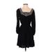 Max Studio Casual Dress - Party Square Long sleeves: Black Solid Dresses - New - Women's Size Small